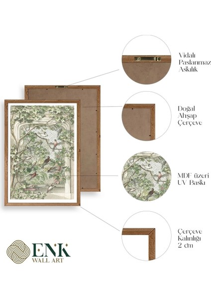 Kuşlar Ahşap Çerçeveli Tablo fırsatları