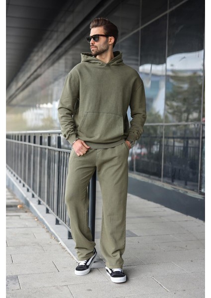 Yeşil Kanguru Cep Kapüşonlu Erkek Eşofman Takımı E7341 fiyatları