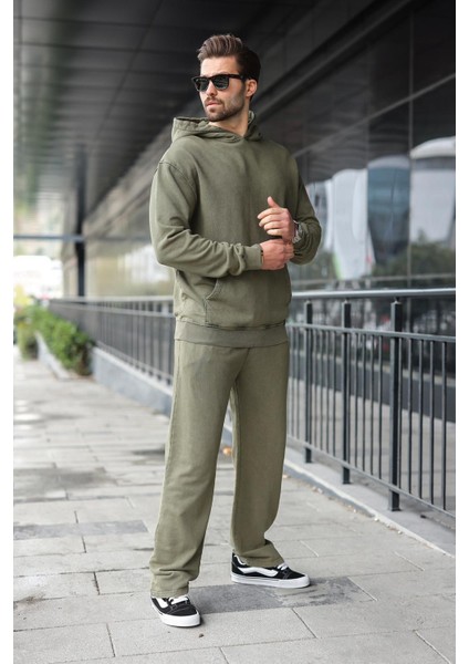 Yeşil Kanguru Cep Kapüşonlu Erkek Eşofman Takımı E7341 indirimleri