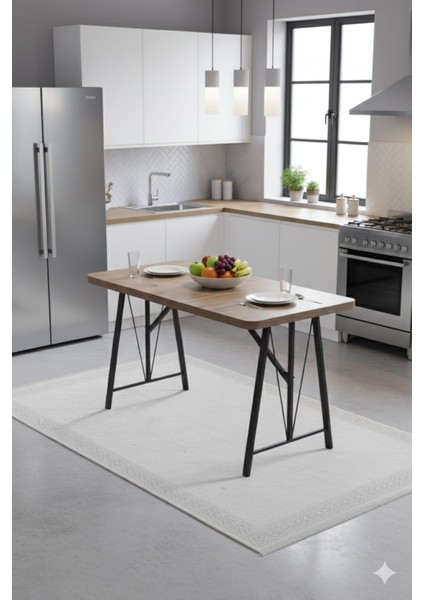 Elfin 70X110CM Sabit Atllantik Yemek Masası, Yemek Masası Takımı, Mutfak Masası, 4 Lacivert Sandalye modelleri