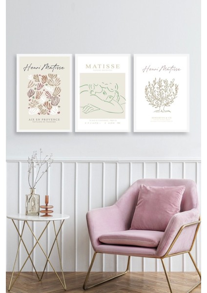 Matisse Üçlü Ahşap Çerçeveli Tablo fiyatları