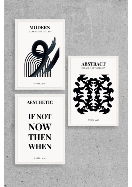 Modern Üçlü Ahşap Çerçeveli Tablo