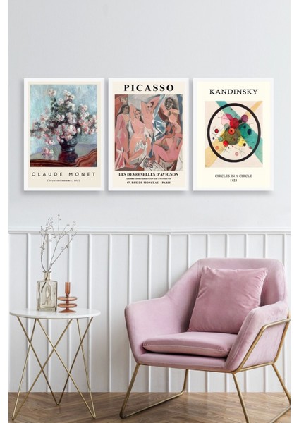 Ünlü Tablolar Üçlü Ahşap Çerçeveli Tablo fiyatları