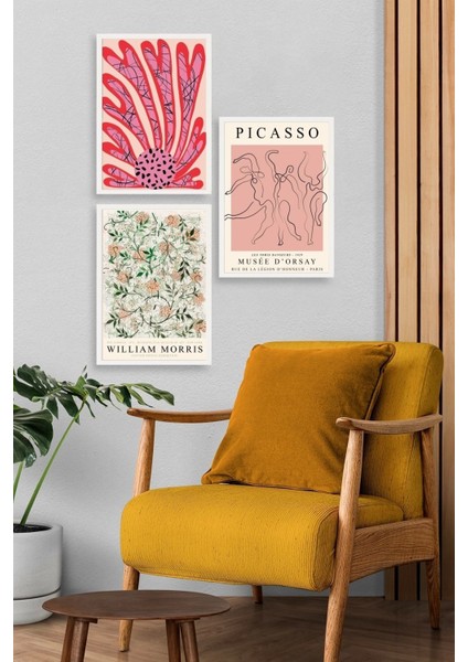 Ünlü Tablolar Üçlü Ahşap Çerçeveli Tablo modelleri