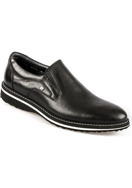 Bağcıksız Siyah Hakiki Deri Günlük Ayakkabı 8566 46