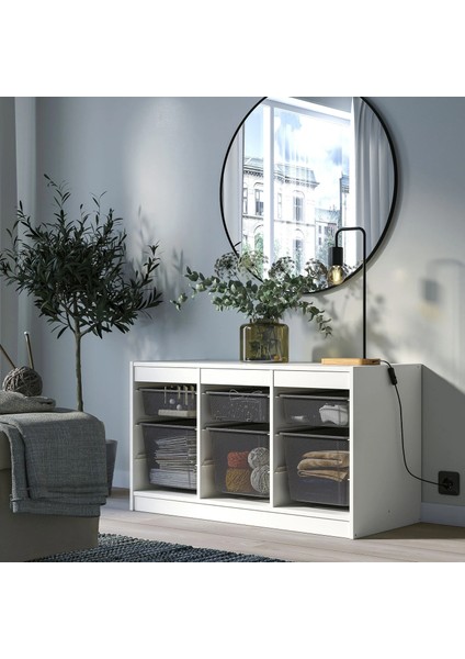 Trofast Saklama Ünitesi Beyaz Gri 99 x 44 x 56 cm fırsatları