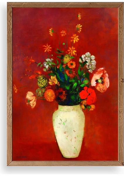 Vazoda Çiçek Ahşap Çerçeveli Tablo