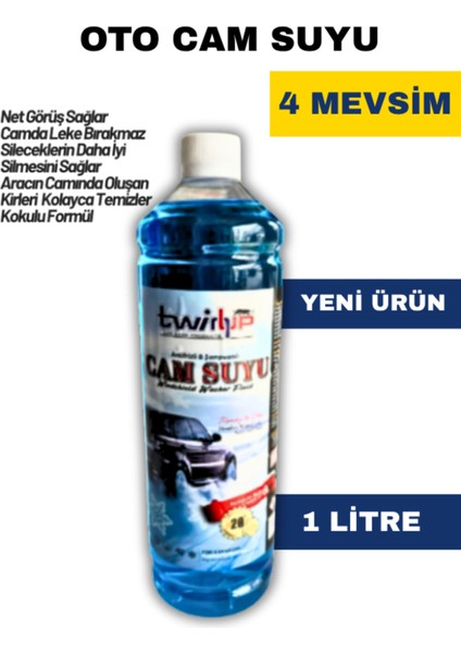 Oto Antifrizli Şampuanlı Cam Suyu Konsantre -30 Derece 1 Litre Kışlık Cam Temizleyici