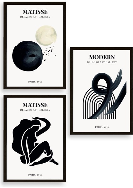 Matisse Üçlü Ahşap Çerçeveli Tablo