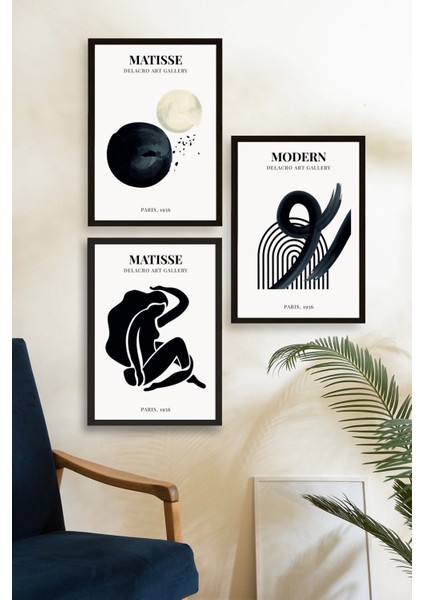 Matisse Üçlü Ahşap Çerçeveli Tablo fiyatları