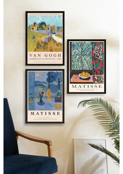 Ünlü Tablolar Üçlü Ahşap Çerçeveli Tablo fiyatları