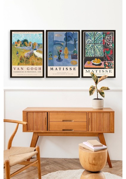 Ünlü Tablolar Üçlü Ahşap Çerçeveli Tablo modelleri