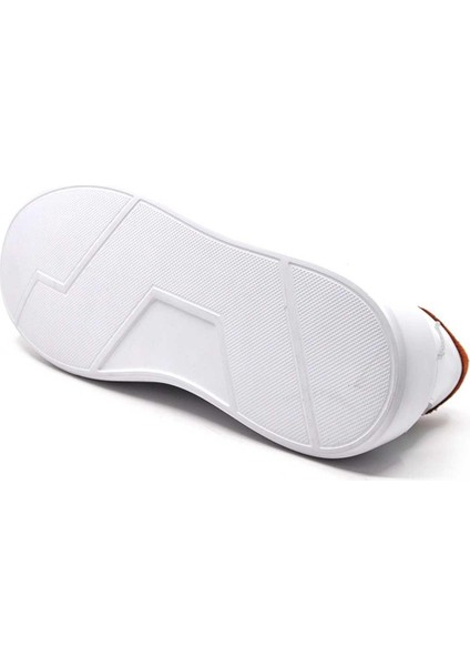 Hakiki Deri Beyaz Turuncu Sneaker Erkek Ayakkabı 9825