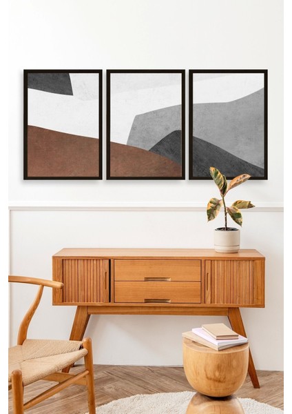 Soyut Üçlü Ahşap Çerçeveli Tablo modelleri