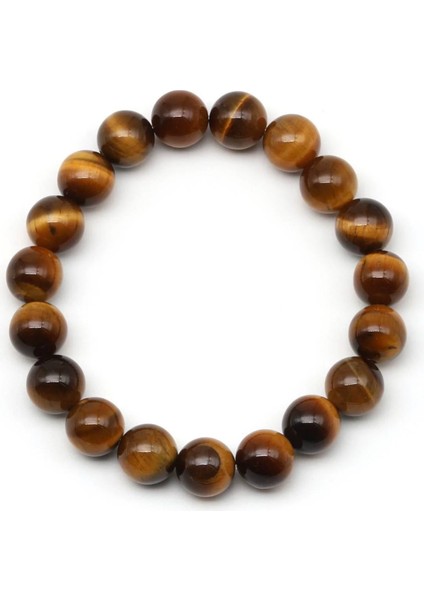 Kaplan Gözü Doğal Taş Bileklik 10 mm Küre Kesim