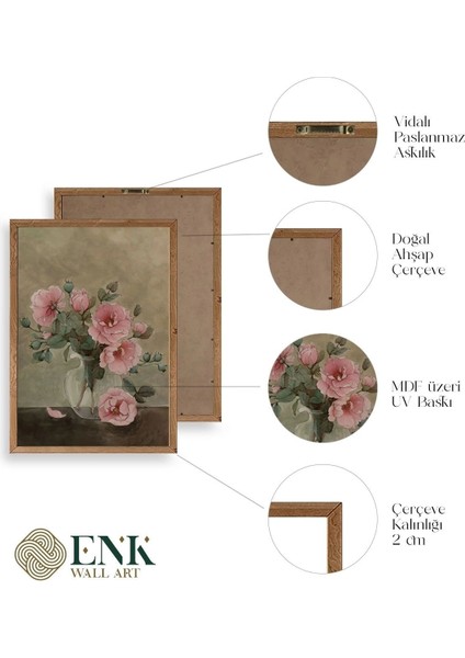 Çiçek Üçlü Ahşap Çerçeveli Tablo fırsatları