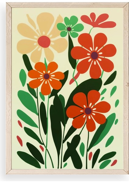 Çiçek Ahşap Çerçeveli Tablo