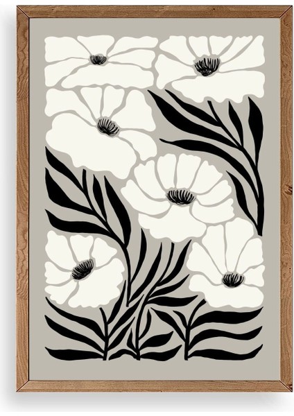 Çiçek Ahşap Çerçeveli Tablo