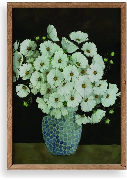 Çiçekler Ahşap Çerçeveli Tablo