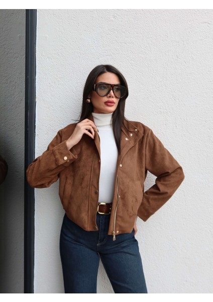Süet Düğme Detay Bomber Ceket fiyatları