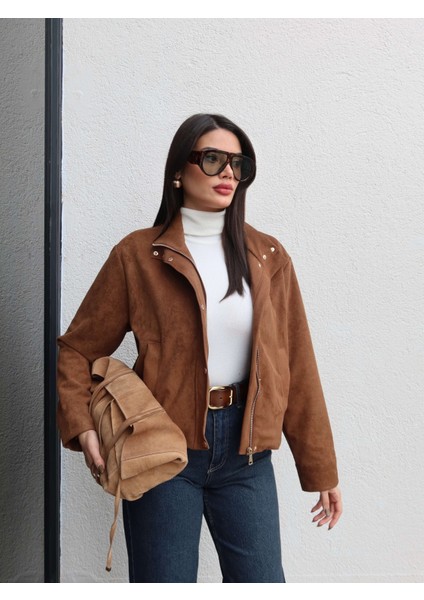 Süet Düğme Detay Bomber Ceket fırsatları