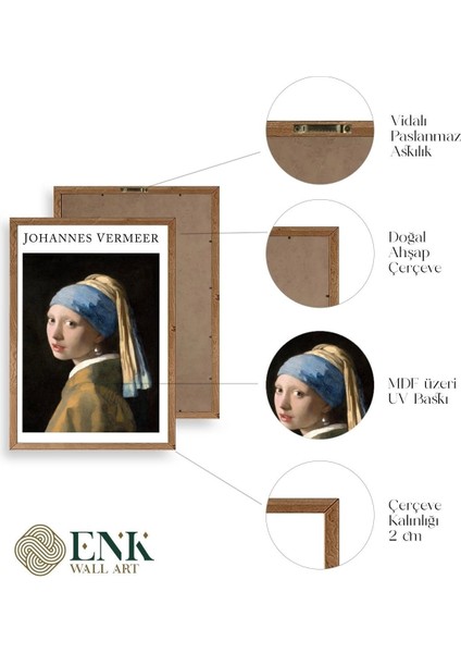 Inci Küpeli Kız Ahşap Çerçeveli Tablo fırsatları