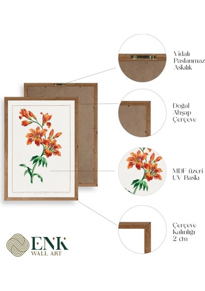 Çiçek Üçlü Ahşap Çerçeveli Tablo fırsatları