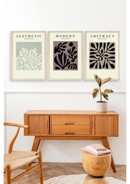 Modern Üçlü Ahşap Çerçeveli Tablo modelleri