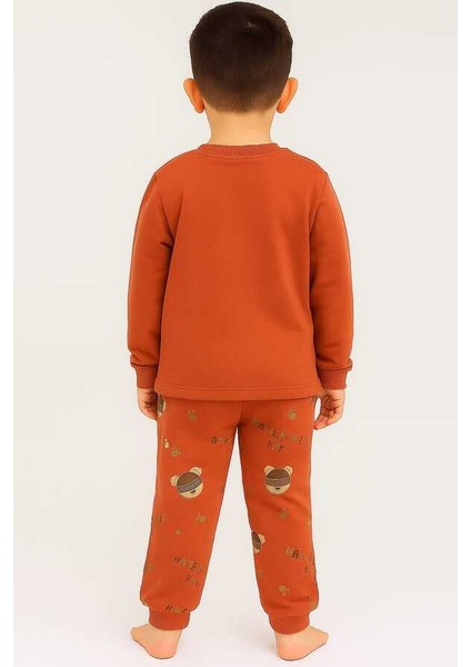 Kiremit Kırmızı Ayıcık 4-5-6 Yaş Çocuk Alt Üst Takım Pijama Takım modelleri