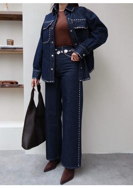 Denim Zımba Detaylı Ikili Takım modelleri