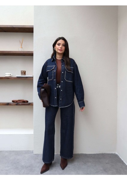 Denim Zımba Detaylı Ikili Takım fırsatları
