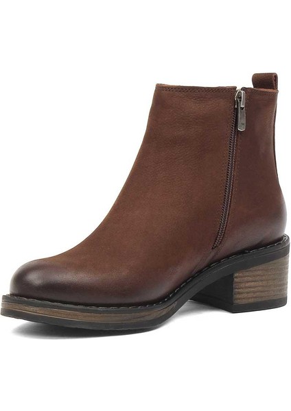 Kadın Kahverengi Çift Fermuarlı Nubuk Deri Bot modelleri