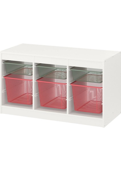 Trofast Saklama Ünitesi Beyaz Açık Yeşil Gri Açık Kırmızı 99 x 44 x 56 cm