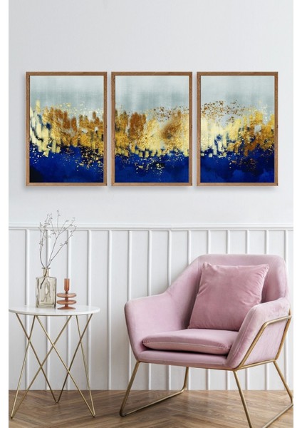 Soyut Üçlü Ahşap Çerçeveli Tablo fiyatları