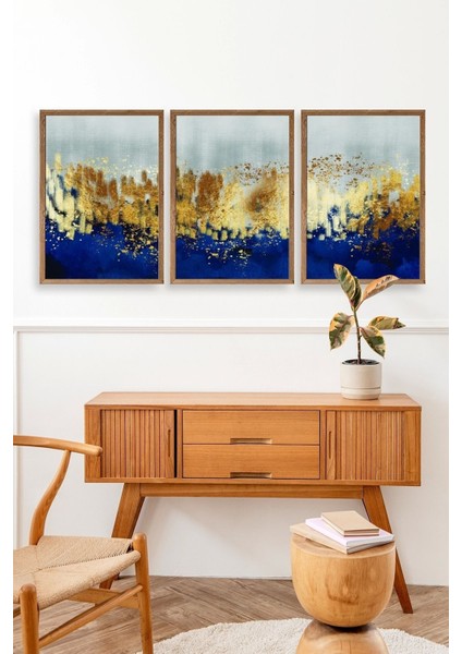 Soyut Üçlü Ahşap Çerçeveli Tablo modelleri