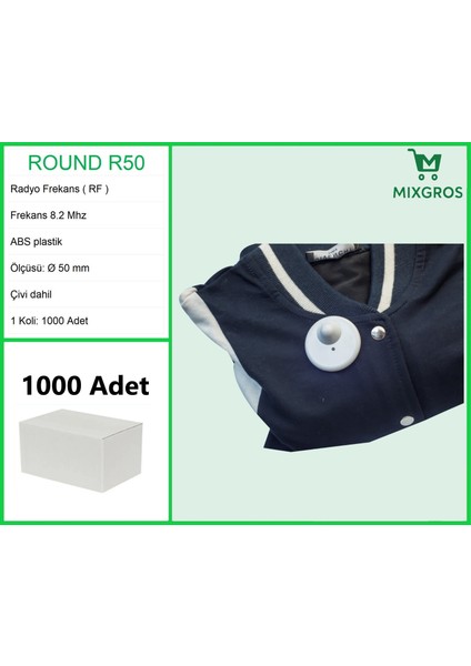 Round R50 Plastik Alarm Etiketi Rf Radyo Frekans 1000 Adet fiyatları