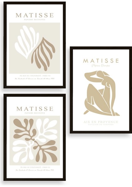 Matisse Üçlü Ahşap Çerçeveli Tablo