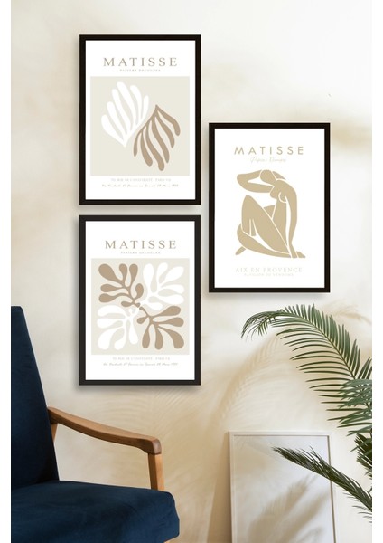 Matisse Üçlü Ahşap Çerçeveli Tablo fiyatları