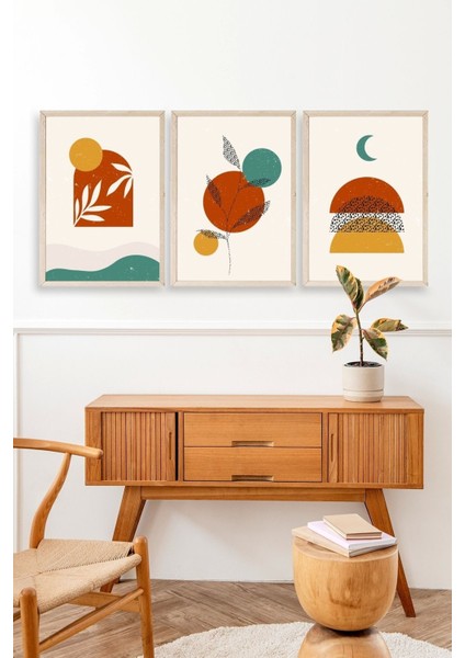 Manzara Üçlü Ahşap Çerçeveli Tablo modelleri