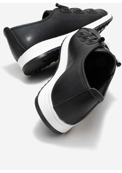Lastikli Dikişli Günlük Kadın Ayakkabı Siyah Cilt fırsatları