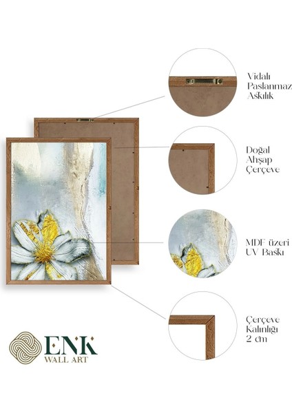 Çiçek Desenli Üçlü Ahşap Çerçeveli Tablo fırsatları