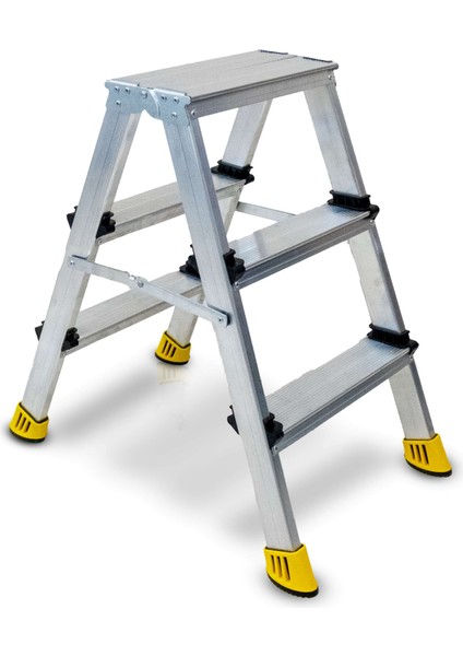 3+3 Gold Çift Çıkışlı Alüminyum Merdiven