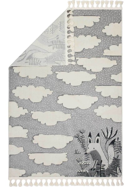 Yumurcak Kadife Dokuma Halı | Makinede Yıkanabilir | Çocuk Halı | Gri | 120 x 180 cm | Model YMC0201 modelleri