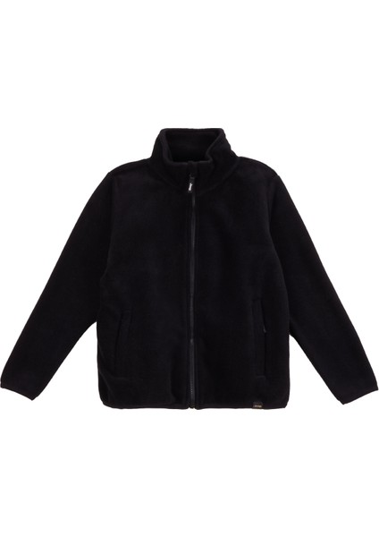 Siyah Erkek Çocuk Dik Yaka Relaxed Polar Sweatshırt J5WB-SWT7702