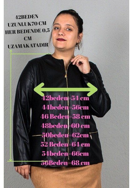 Büyük Beden Likralı Suni Deri Içi Süet Mont Siyah fiyatları