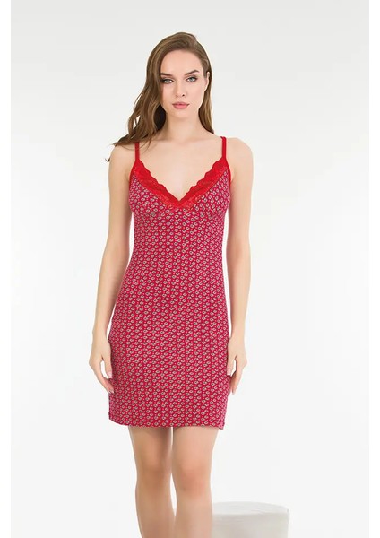 Lady Kırmızı Bayan Penye Gecelik