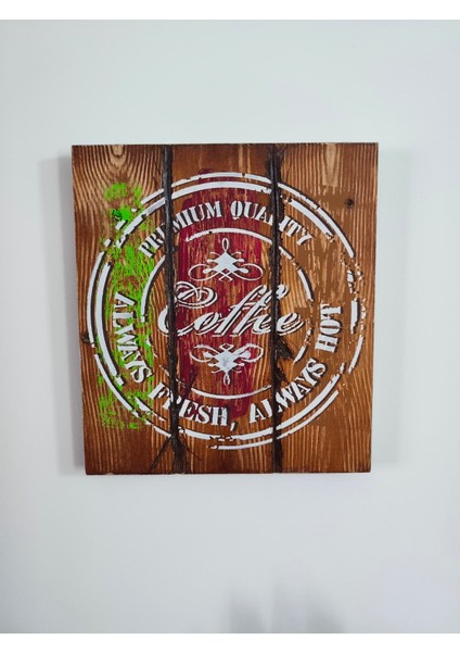 Elaca Ahşap Bohem Eskitme Siyah Beyaz Kahve Desenli Duvar Balkon Mutfak Kahve Çay Köşesi Ev Oda Dekoratif Tablosu