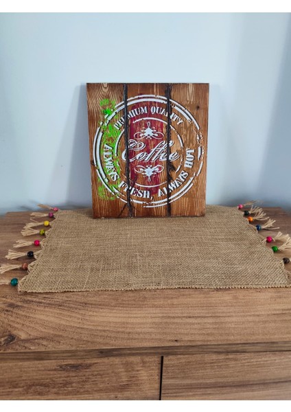 Elaca Ahşap Bohem Eskitme Siyah Beyaz Kahve Desenli Duvar Balkon Mutfak Kahve Çay Köşesi Ev Oda Dekoratif Tablosu fiyatları