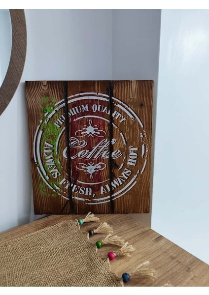 Elaca Ahşap Bohem Eskitme Siyah Beyaz Kahve Desenli Duvar Balkon Mutfak Kahve Çay Köşesi Ev Oda Dekoratif Tablosu indirimleri