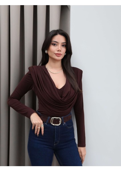 Ön Drapeli Uzun Kol Bluz